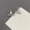 Pendientes de perlas, pendientes de lujo para mujer, joyería de plata de ley S925 con diamantes de imitación y etiqueta Original con letras