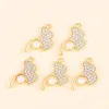 Uroki 10pcs błyszczący cyrkon kryształ perłowy ginkgo liść luksusowa biżuteria wytwarzająca wisior naszyjnik kolczyki