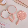 2PCS Mirrors Mini Rose Cosmetic Mirror Retro Flower Shaped Mirrors Travel Protable Handheld Makeup Mirror Women Makeup Supplies Room Decor