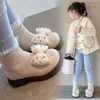 Bottes hiver enfants mode neige cuir filles cheville chaussures britannique fermeture éclair enfants sport princesse noeud papillon baskets