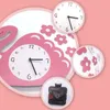 Horloges murales rose fille coeur chambre d'enfants salon horloge silencieuse 3D dessin animé personnalité créative mode cygne