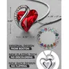 Colliers cadeaux de Saint-Valentin pour femme, pendentif cœur infini avec cristaux de pierre de naissance, chaîne en argent 45,7 + 5,1 cm, bijoux cadeaux d'anniversaire pour femme, petite amie, maman