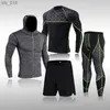 Jogging kleding heren 4 pc's/set tracksuit gym fitness compressie sport pak kleding hardloop jogging sport slijtage fietsoefening training strak 24119