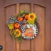 Dekorative Blumen Herbstkranz Kürbis und Sonnenblume für Haustür Wand Fenster Thanksgiving Saugnäpfe