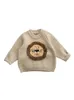 Pullover 2023 Zima nowe dziecko słodkie lwa sweter z długim rękawem nowonarodzony maluch maluch z długim rękawem sweter niemowlę