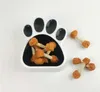 Bol d'eau et de nourriture avec empreinte de patte de chat et de chiot, en plastique pour animaux de compagnie, bassin d'alimentation universel noir, bols pour chiens simples SN1686