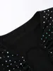 Casual Dresses 2024 Elegant Sequin Sparkle Sexy Maxi Dress For Women Fashion Hollow Out See Through Long Sleeve Slim Bodycon Club Party