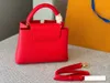 Top-Luxus-Designer-Capucines-Handtasche, Damen-Umhängetasche, Umhängetasche, Abendtasche, Luxus-Handtasche, Gold-Hardware-Zubehör, einfarbig, Make-up-Tasche, Geldbörse, 27 cm