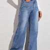 Jeans femininos moda estilo rua solto cintura alta perna larga calças jeans roupas femininas