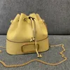 Vintage mode top qualité chaîne designer VLOGO SIGNATURE chaîne en or cordon fermé en cuir d'agneau classique sac seau sac à bandoulière mini femme noir