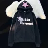 Herrtröjor tröjor y2k kawaii stjärna broderi cardigan dragkedja hooded sweatshirt män kvinnor ny harjuku punk goth par överdimensionerad jacka streetwearyolq