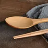 Flatware Sets 1 Set/2pcs Korean Wooden Tableware Spoon Chopsticks 2-piece Set Solid Wood Long Handle Portable