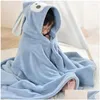 Jassen Kinder Cute Cartoon Capuchon Strandbadhanddoek Zacht Koraal Veet Fleece Deken Animal Born Badjas Quilt Washandje Drop Delive Dhcqn