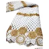 Tyg KY-0013 Milk Silk Guipure Cord Lace Tyg med paljetter Kvinnor Bröllopsklänningar 5 meter kvinnlig OCN-fest Sy Craft Brodery Dhmys
