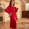 Dames nachtkleding Dames lang gewaad Lente Zomer Zijde Satijn Kimono Badjas Losse Sexy Home Dressing Lounge Wear