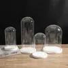 3st. Dekorativt klart glasskupol med vita basglas cloche kupol hantverk Showcase Collectibles Bell Jar Stand för födelsedagspresentkontor