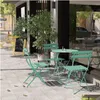 Trädgårdsuppsättningar SR Steel Patio Bistro Set Folding Outdoor Furniture 3 Piece of Foldble Table and Chairs Aron Blue Drop Delivery Home Dhia8