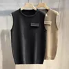 Men's Vests Clothing Sleeveless Vest Patchwork Knit Sweater Male Plain Crewneck Solid Color Round Collar Waistcoat Plus Size Elegant X