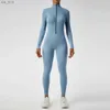 Yoga outfit sömlös blixtlås i ett stycke yogasträkt dans magen åtdragning fitness träning set stretch bodysuit gym kläder push up sportswearh24119