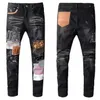 24SS 1: 1 Męskie kobiety Designer Purple Jeans Biker Slim Fit Motorcycle Denim Płukanie Make Hip Hop Street Mans Designer Pants High-End Quality Quality Dżinsy