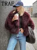 Women's Jackets 2024 Faux Fur Jacket Women Autumn Cropped For Long Sleeve Warm Coat Woman Streetwear Outerwear Top