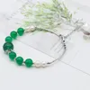 Strand Jade Edelsteen Vrouwen Armband Roestvrij Stalen Armband Mode Stenen Kralen Sieraden Slank Met Verlenging Van De Ketting GB025