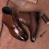 Stiefel 2024 Herren Winter Warme Männer Schnüren Vielseitige Männliche Lederschuhe Business Ankle Boot Schuhe Große Größe 39-47