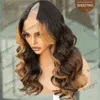 Gyllenbrun höjdpunkt blondt mänskligt hår 1x4 U -formade peruker för svarta kvinnor Glueless 200Density Body Wave Middle V Part Wigs