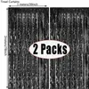 2Pack 1X2M Black Metallic Foil Tinsel Fringe Curtain Backdrop Birthday Wedding Bachelorette Party Decoration Adult Anniversary 240119