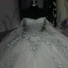 Luz verde brilhante quinceanera vestido de renda mexicana 3d flor contas inchado vestidos de baile apliques rendas tull doce 16 vestidos de 15 anos