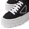 Double Wheel Nylon Gabardine Sneakers Platform Tjock Sole Casual Shoes Designer Classic Canvassolid Color Non-Slip Soe Up