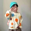 Hoodies tröjor 2024 Spring New Kids Girls Colorful Dot Print Sweatshirt Loose Ldren Långärmad avslappnad toppar Toddler Pullover Baby Clothes H240508