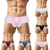 Underpants Men Lace See-Through Sissy Panties Sexy Satin G-String Thong U Convex For Man Briefs Breathable Gay Bikini Underwear