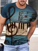 T-shirts pour hommes Été Hommes Chemise Rétro Ethnique Mode Musique O Col 3D T-shirt imprimé de haute qualité Casual Tee-shirt à manches courtes Lâche Sports Top