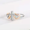 Индивидуальное кольцо из стерлингового серебра 925 пробы с кубическим цирконом 8А для женщин с двухцветным покрытием, ювелирные изделия для женщин