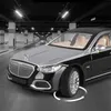 Electric/RC Car 1 22 Benz Maybach S680 Alloy Metal Car Model Diecast Metal Toy Vehicles Car Model High Simulation Sound and Light Childrens Giftl231223