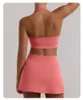 LU-1880 Dames Korte sportbeha Vrouwelijk Naakt Hoge elastische Tennis Korte rok Gym Pilates Yoga Set