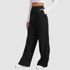 Calças femininas Mulheres Sweatpants Cintura Alta Perna Larga Lã Forrada Fundo Reto All-Math Plain Fitness Corredores Básicos