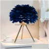 Lampes de table Plume Chambre Lampe Moderne Chevet Salon Café Mariage Décoration De Noël Romantique Oie Drop Livraison Li Dhy4R