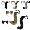 Party Supplies Ears Hair Band Halloween Justerbar Simulation Tail Plush Cosplay Anime Exhibition Dress Up Decoration Accessories