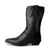 Boots 2024 Winter Pointed Toe Add Wool Women Shoes Ethnic Black Strange Style Heels The Western Half Big Size 34-48