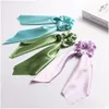 Haaraccessoires Streamers Elastische Chouchou Bands Dames Effen Kleur Haren Ringen Strik Dagelijks Hoofddeksels Lint Drop Delivery Baby Kids Mat Dhhml