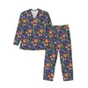 Men's Sleepwear Cute Print Autumn Funny Christmas Vintage Oversized Pajamas Set Male Long Sleeve Lovely Leisure Design Nightwear