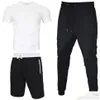 Men'S Tracksuits Track Suit Men T-Shirtaddshort Pantaddlong Pant 3 Piece Sets Outfit Street Wind Leggings Sports Casual Cotton T-Shir Dhidw