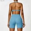 Completo da yoga Set da palestra push up Set da allenamento in lycra da donna Set da donna 2024 Leggings sportivi in due pezzi Completo da reggiseno Pilates Abbigliamento Abbigliamento da yoga Rosa Blu XSH24119