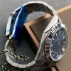 Klasik Erkekler Saat Tasarımcısı Blue Dial 40mm Safir Cam Ayna Su Geçirmez Çift Zaman Bölgesi Orijinal Güvenlik Katlama Tokası Montre De Luxe Otomatik Hareket Fabrikası