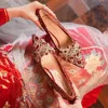 Модельные туфли Bimooth женские сапоги на толстом каблуке, китайская обувь для прополки, женская модная обувь из кружевной ткани на резиновой подошве, очень высокие каблуки GH190
