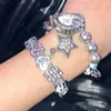 Charm Armbänder Harajuku Y2K 2000er Jahre handgemachte Buchstabe KT Strass Titan Stahl Anhänger Armband für Frauen Persönlichkeit Spice Girl Mode