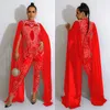 Women's Pants 2024 Spring And Summer Perm Diamond Mesh Sheer Trousers Sleeveless Shoulder Shawl Jumpsuit