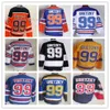 Top Man 99 Wayne Gretzky Vintage Hockey Jersey Black White Navy Blue Yellow Purple Orange Alternate Embroidery Breathable Uniforms 3026